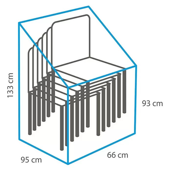 Winza Outdoor Covers Beschermhoes voor stapelstoelen - 95 x 66 x 133 cm, Polypropyleen, Passend bij: Stapelstoelen - Blauwdruk