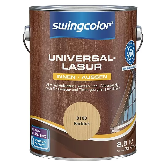 swingcolor Universal-Lasur - Farblos, 2,5 l, Seidenglänzend, Wasserbasiert - Vorderansicht