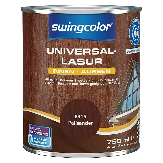 swingcolor Universal-Lasur - Palisander, 750 ml, Seidenglänzend, Wasserbasiert - Vorderansicht