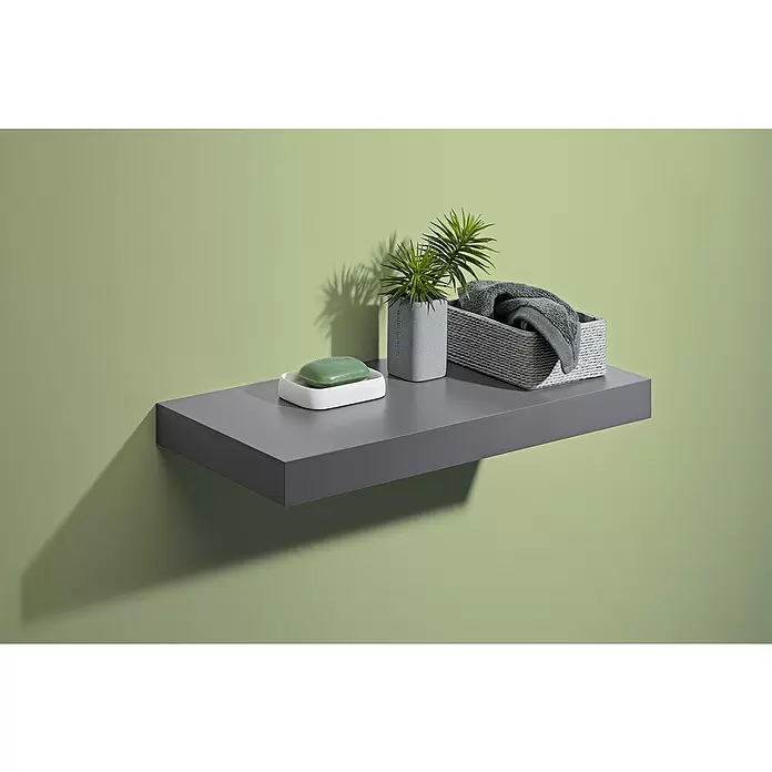 Dolle Zidna polica Big Boy - D x Š x V: 57 x 25 x 5 cm, Sive boje, Opteretivost: 30 kg - Živopisni prikaz