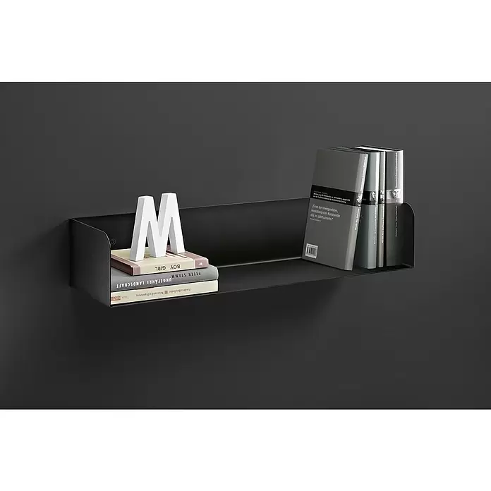 Dolle Estante de pared Showcase - L x An x Al: 80 x 15 x 11,5 cm, Negro, Carga soportada: 30 kg, Acero - Foto ambiente