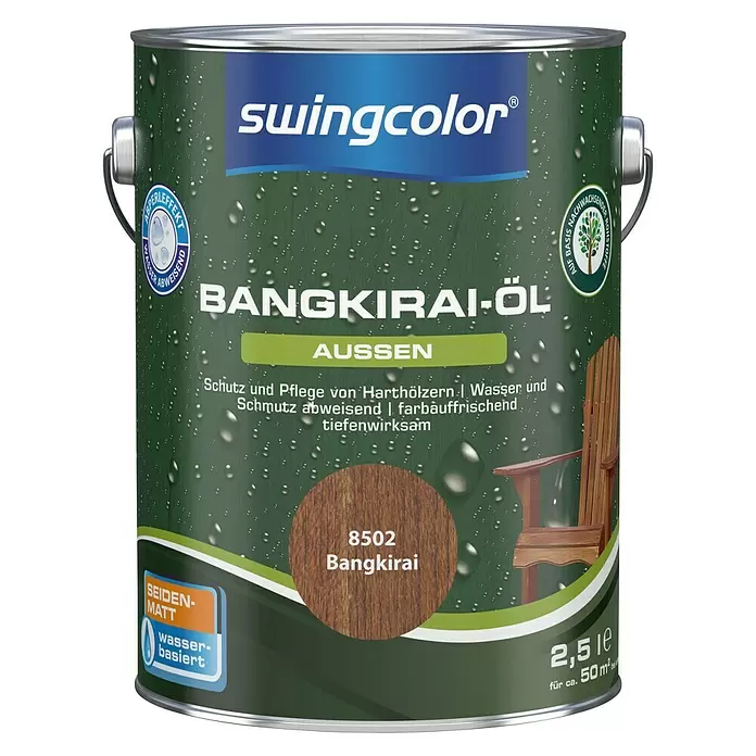 swingcolor Bangkirai-Öl - Bangkirai, 2,5 l, Seidenmatt, Wasserbasiert - Vorderansicht
