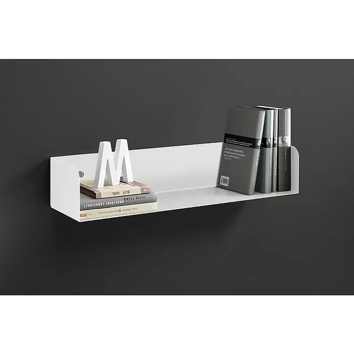 Dolle Estante de pared Showcase - L x An x Al: 80 x 15 x 11,5 cm, Blanco, Carga soportada: 30 kg, Acero - Foto ambiente