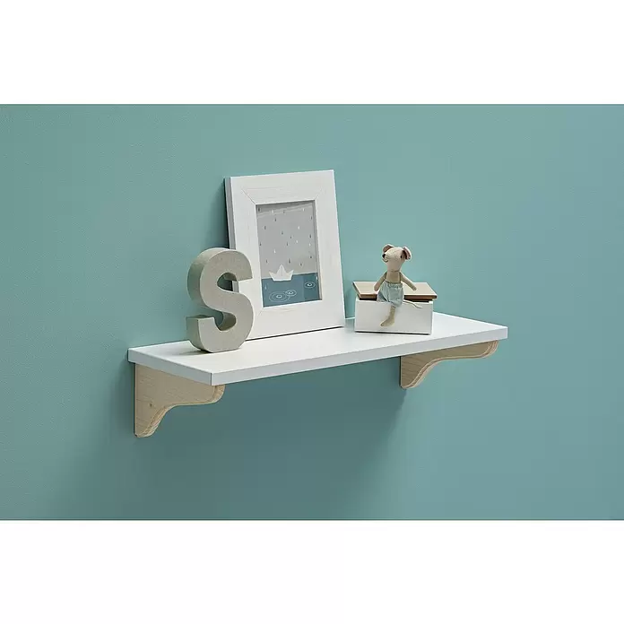 Dolle Zidna polica Lite - D x Š x D: 80 x 25 x 1,9 cm, Bijele boje - Živopisni prikaz