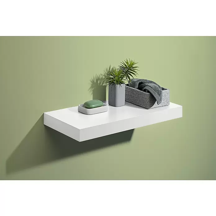 Dolle Estante flotante Big Boy - L x An x Al: 44,5 x 25 x 5 cm, Blanco, Carga soportada: 30 kg - Foto ambiente