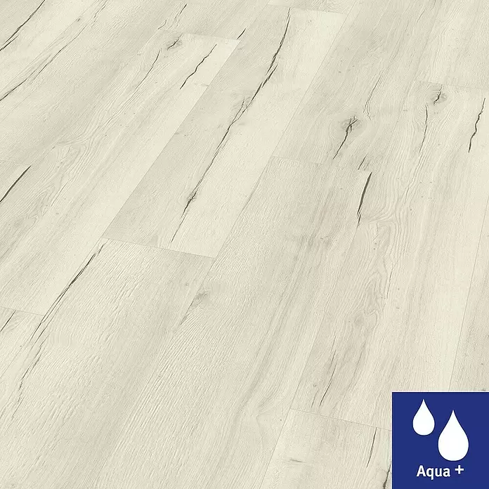 Egger Home Aqua+ Handmuster Creston Eiche weiß - 350 x 230 x 8 mm, Landhausdiele - Detailaufnahme