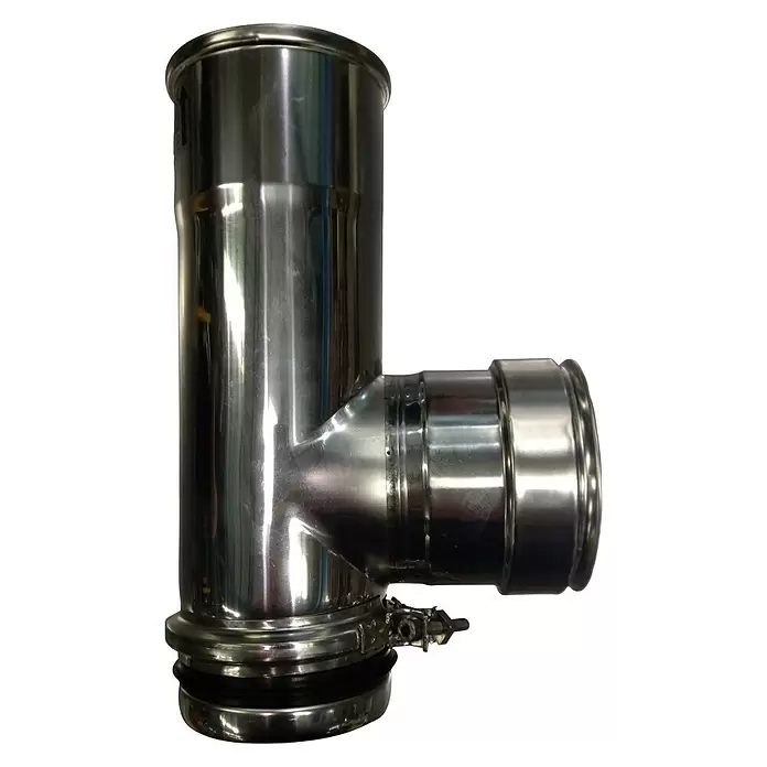 Te para estufas - Diámetro: 80 mm, 90 °, Acero inoxidable - Vista frontal