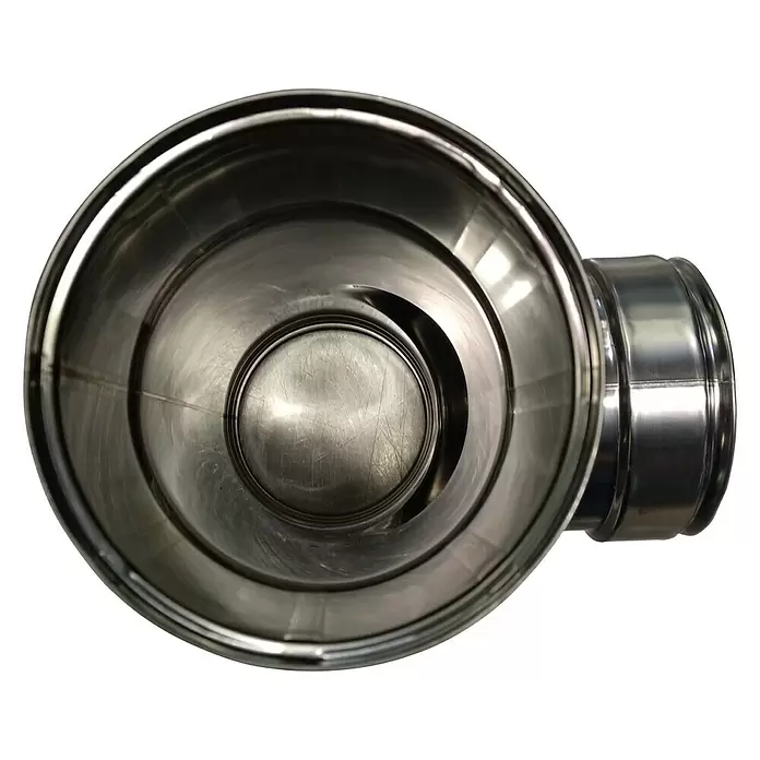 Te para estufas - Diámetro: 80 mm, 90 °, Acero inoxidable - Vista superior