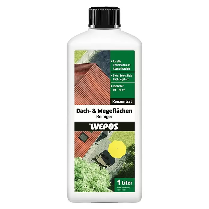 Wepos Reinigungsmittel Dach- & Wegeflächen Reiniger - 1 l, Flasche - Vorderansicht