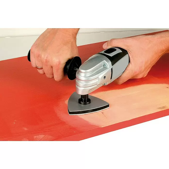 Wolfcraft Delta-Schleifplatte Pro - 95 x 95 mm - Anwendungsbeispiel