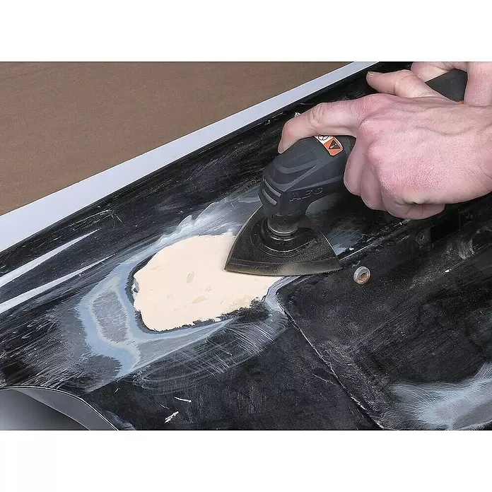 Wolfcraft Delta-Schleifplatte Pro - 95 x 95 mm - Anwendungsbeispiel