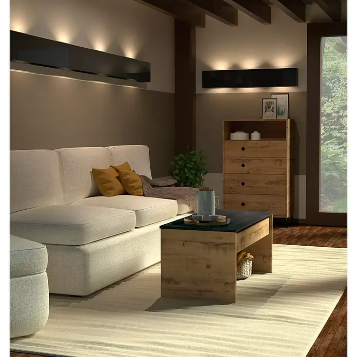Muebles Pitarch Mesa de centro elevable - L x An x Al: 50 x 100 x 47 cm, Haya, Negro - Foto ambiente