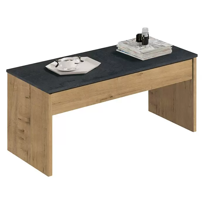 Muebles Pitarch Mesa de centro elevable - L x An x Al: 50 x 100 x 47 cm, Haya, Negro - Vista angular