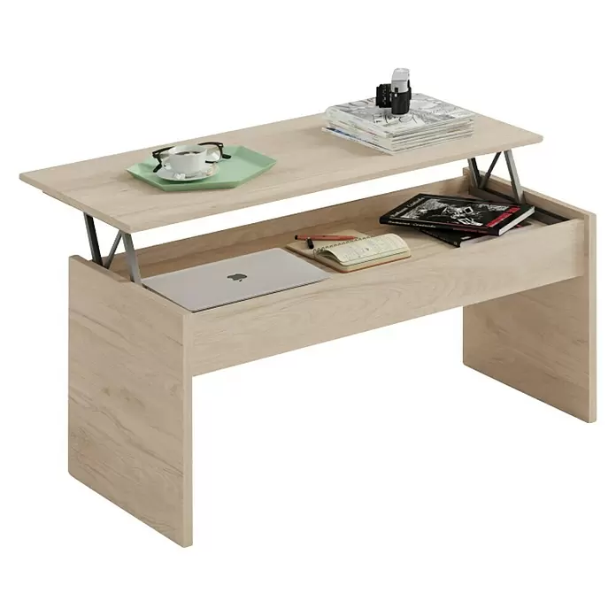 Muebles Pitarch Mesa de centro elevable - L x An x Al: 50 x 100 x 47 cm, Roble cambrian - Vista angular