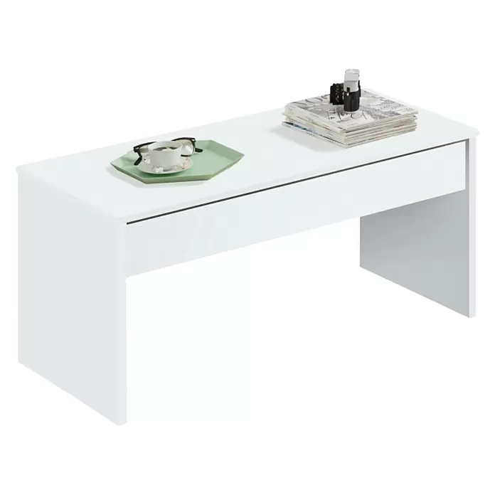 Muebles Pitarch Mesa de centro elevable - L x An x Al: 50 x 100 x 47 cm, Blanco - Vista angular