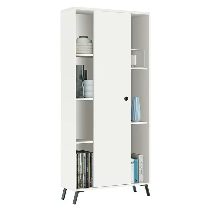 Muebles Pitarch Estantería de madera Kamet - L x An x Al: 33 x 80 x 180 cm, Blanco - Vista angular