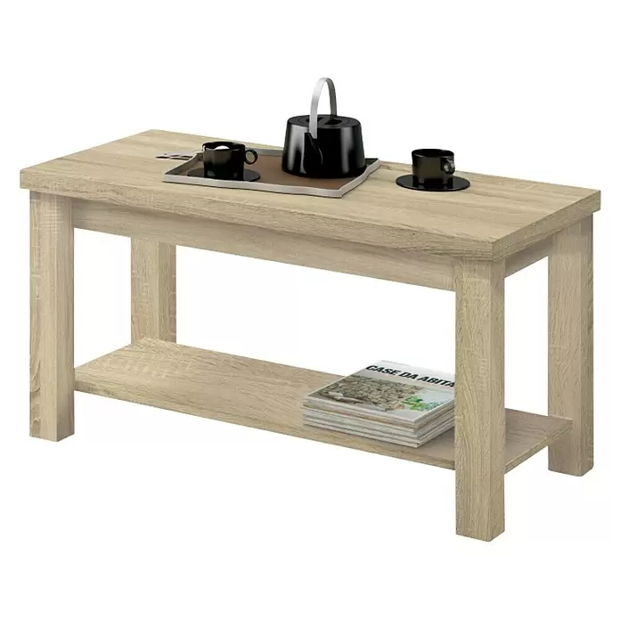 Muebles Pitarch Mesa de centro Artik - L x An x Al: 45 x 90 x 48 cm, Roble cambrian - Vista angular