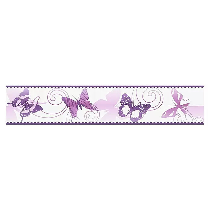 AS Creation Tapetenborte Stick Ups Schmetterlinge - Lila, L x B: 5 x 0,1 m - Vorderansicht
