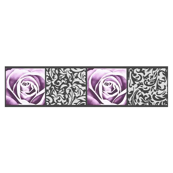 AS Creation Tapetenborte Stick Ups Rose Lila, Schwarze Ranke - Schwarz/Lila, L x B: 5 x 0,13 m - Vorderansicht