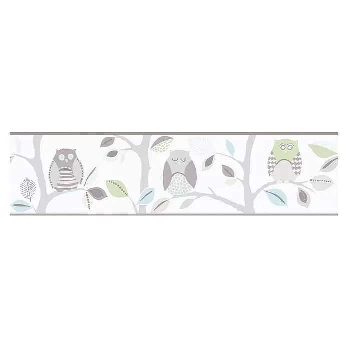 AS Creation Tapetenborte Stick Ups Eulen - Blau, L x B: 5 x 0,13 m - Vorderansicht