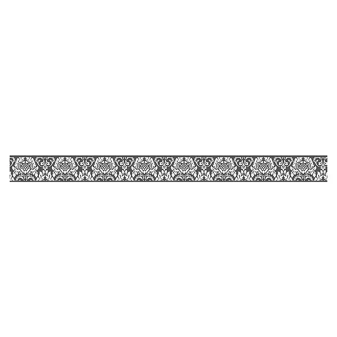 AS Creation Tapetenborte Stick Ups Barockornament - Schwarz/Weiß, L x B: 5 x 0,05 m - Vorderansicht