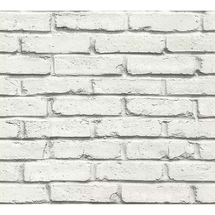 AS Creation Vliestapete Attractive Ziegel - Weiß, Steinoptik, L x B: 10,05 x 0,53 m - Detailaufnahme