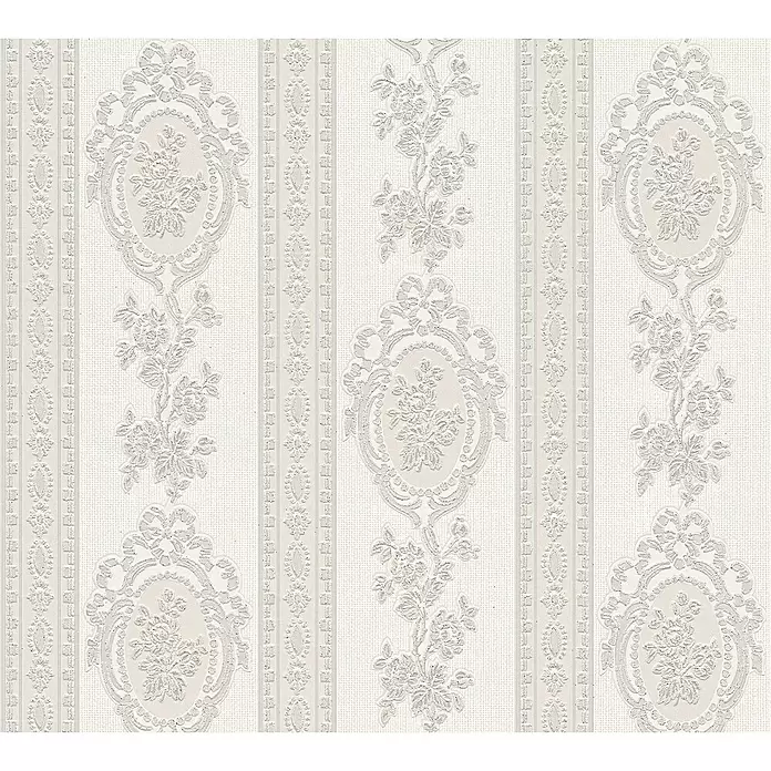 AS Creation Vinyl-Tapete Belle Epoque Ornamentstreifen Grau/Weiß - Creme/Weiß, Ornament, L x B: 10,05 x 0,53 m - Detailaufnahme