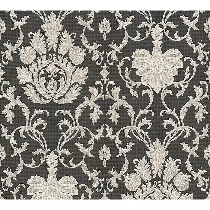 AS Creation Vinyl-Tapete Belle Epoque - Grau/Schwarz, Ornament, L x B: 10,05 x 0,53 m - Detailaufnahme