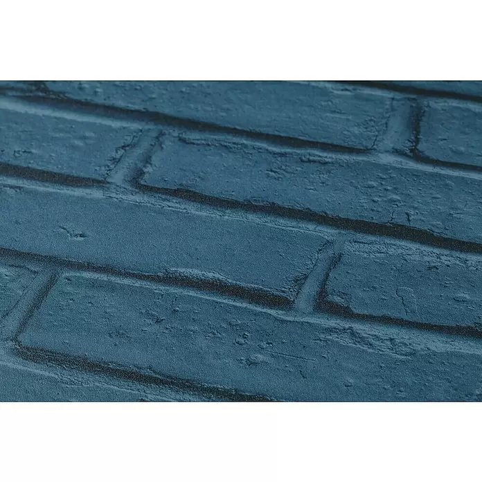 AS Creation Vliestapete Attractive Ziegel - Blau, Steinoptik, L x B: 10,05 x 0,53 m - Detailaufnahme