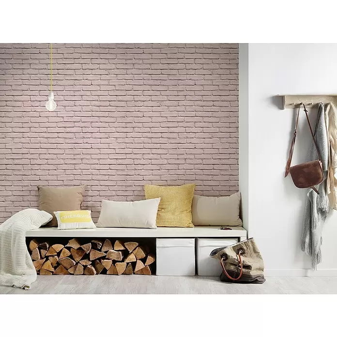 AS Creation Vliestapete Attractive Ziegel - Rosa, Steinoptik, L x B: 10,05 x 0,53 m - Stimmungsaufnahme