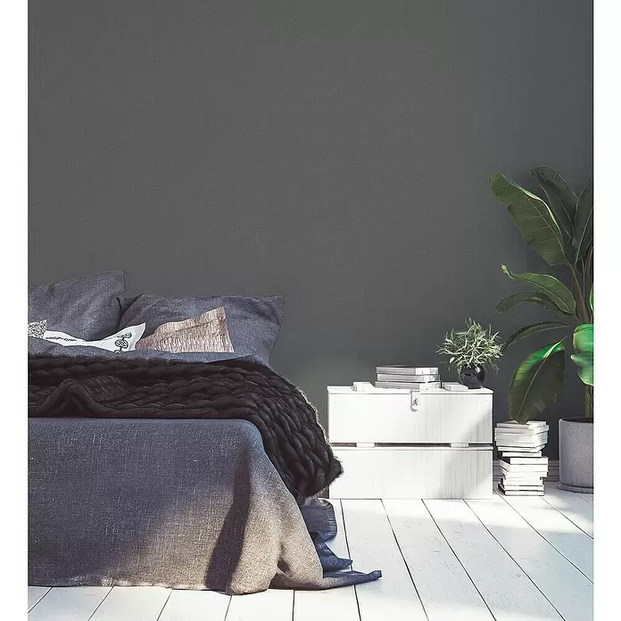 AS Creation Vliestapete Secret Garden - Anthrazit, Uni, L x B: 10,05 x 0,53 m - Stimmungsaufnahme