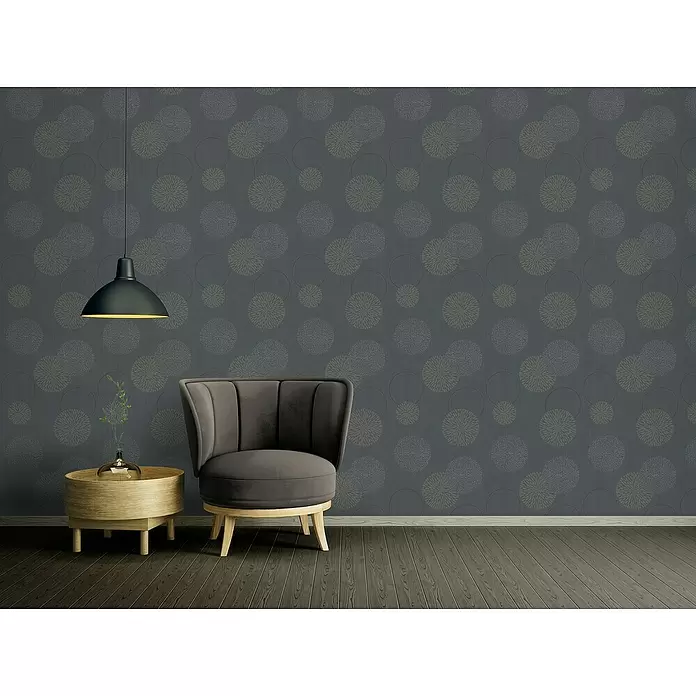 AS Creation Vliestapete Black & White Spot Grafik Schwarz - Grau/Schwarz, Ornament, L x B: 10,05 x 0,53 m - Stimmungsaufnahme