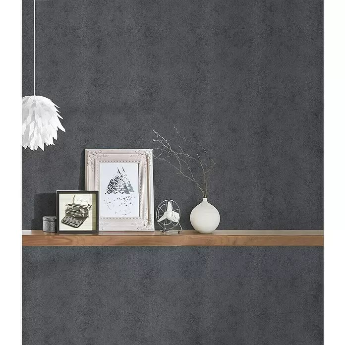AS Creation Vliestapete Memory 3 - Anthrazit, Uni, L x B: 10,05 x 0,53 m - Stimmungsaufnahme