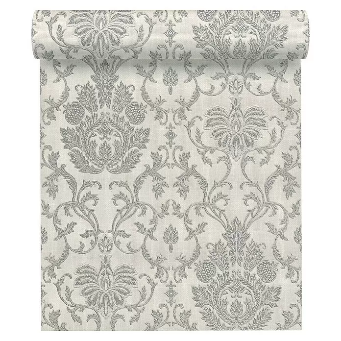 AS Creation Vinyl-Tapete Belle Epoque - Grau/Weiß, Ornament, L x B: 10,05 x 0,53 m - Vorderansicht