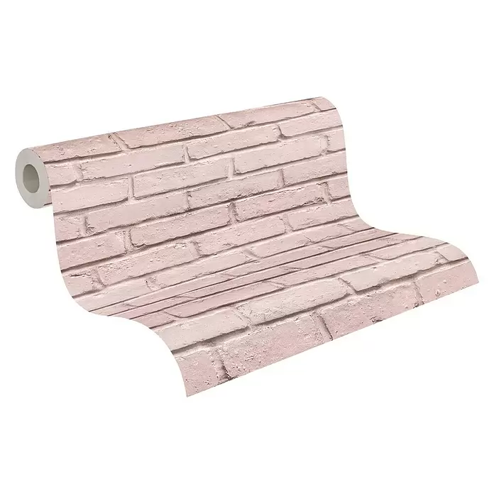 AS Creation Vliestapete Attractive Ziegel - Rosa, Steinoptik, L x B: 10,05 x 0,53 m - Diagonale Ansicht