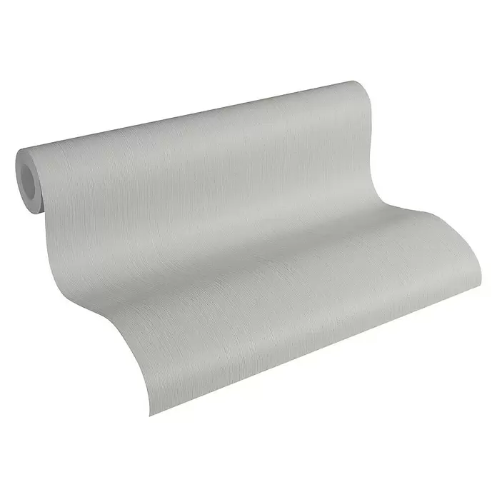 AS Creation Vliestapete Spot - Grau, Uni, L x B: 10,05 x 0,53 m - Diagonale Ansicht