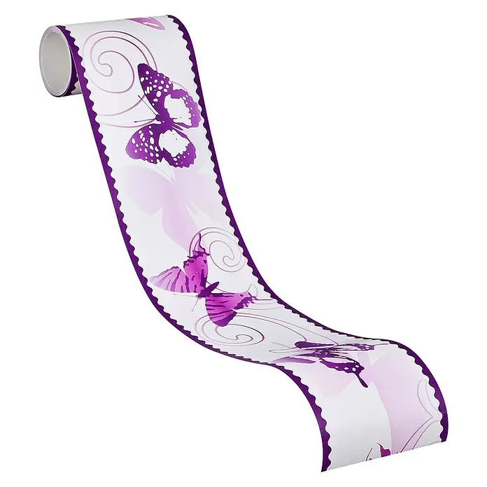 AS Creation Tapetenborte Stick Ups Schmetterlinge - Lila, L x B: 5 x 0,1 m - Diagonale Ansicht