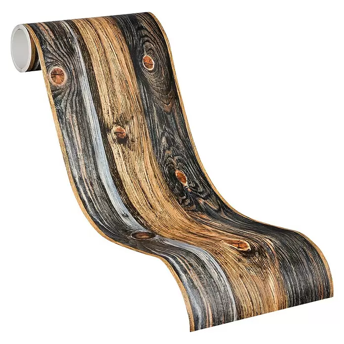 AS Creation Tapetenborte Stick Ups Holz Optik - Braun, L x B: 5 x 0,17 m - Diagonale Ansicht