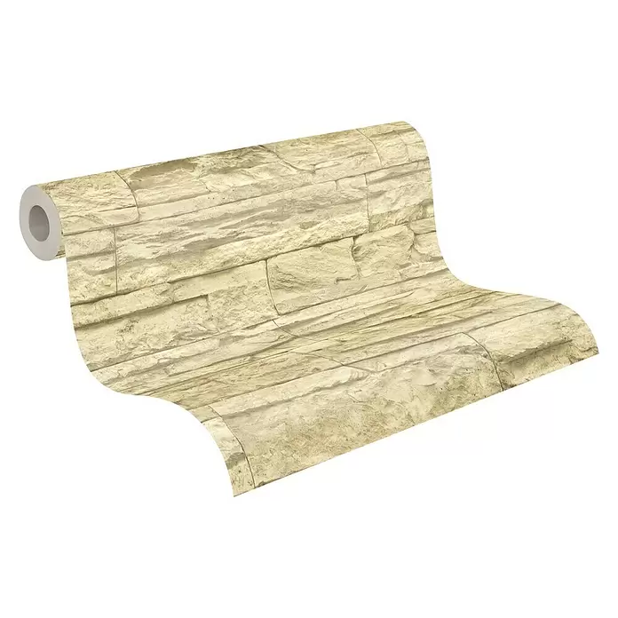 AS Creation Vliestapete Elements Murano - Beige/Creme, Steinoptik, L x B: 10,05 x 0,53 m - Diagonale Ansicht