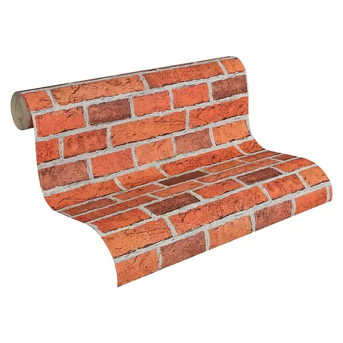 AS Creation Il Decoro Papiertapete Ziegel Rot - Rot, Steinoptik, L x B: 10,05 x 0,53 m - Diagonale Ansicht