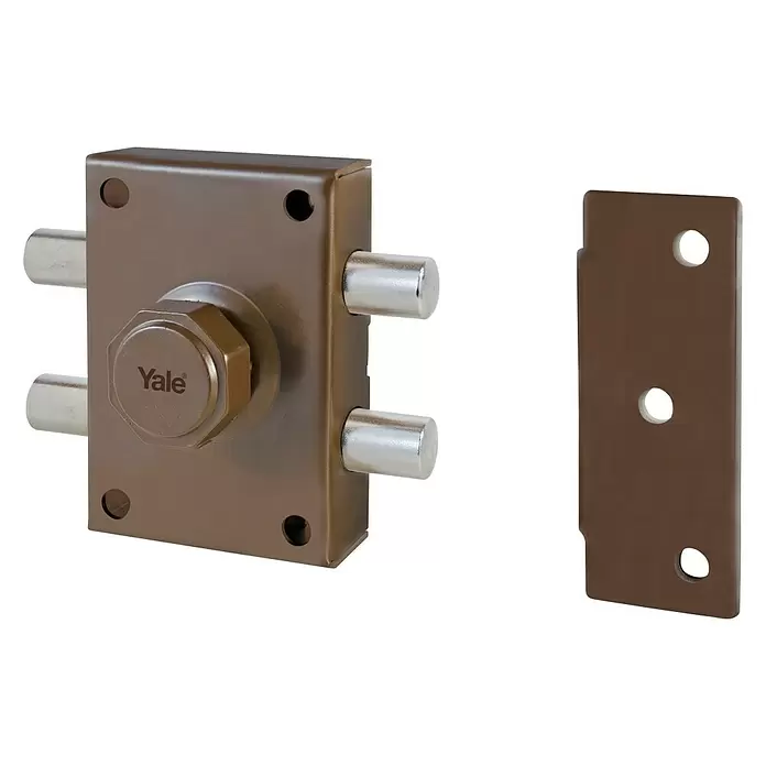 Yale Cerrojo de seguridad redondo 16RHP - An x Al: 60 x 90 mm, Acero, Marrón, Pintado - Vista angular