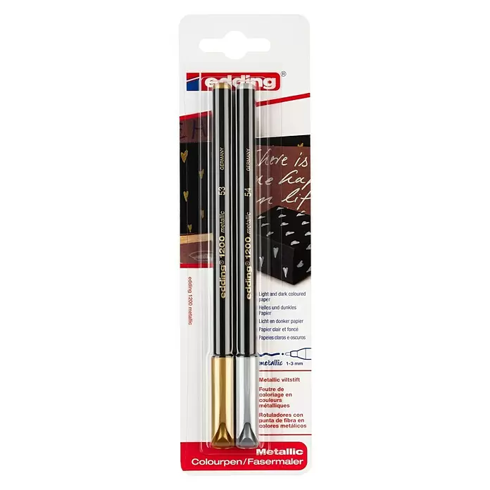 Edding Gelpen Metallic 2185 - Goud-/zilverkleurig, 2 stk. - Vooraanzicht