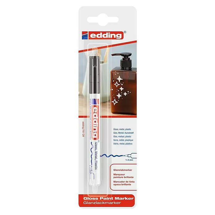 Edding Lackmarker 751 - Schwarz, 1 mm - 2 mm - Vorderansicht