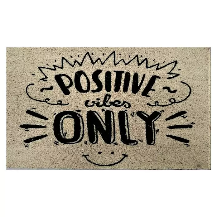Felpudo de coco Positive vibes - Fibra de coco natural y PVC, 70 x 40 cm - Vista frontal