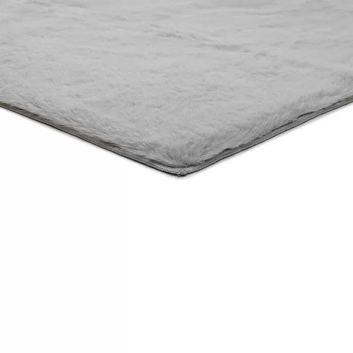 Alfombra de pelo corto Dora - Plateado, 150 x 80 cm, 100% poliéster - Vista angular