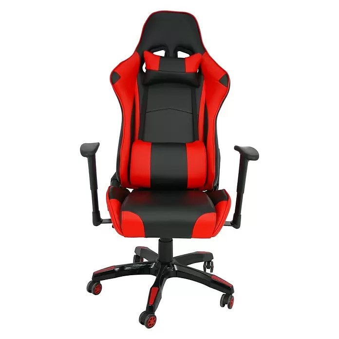 Silla de oficina Regina - Rojo/Negro, Reposabrazos extraíbles - Vista frontal