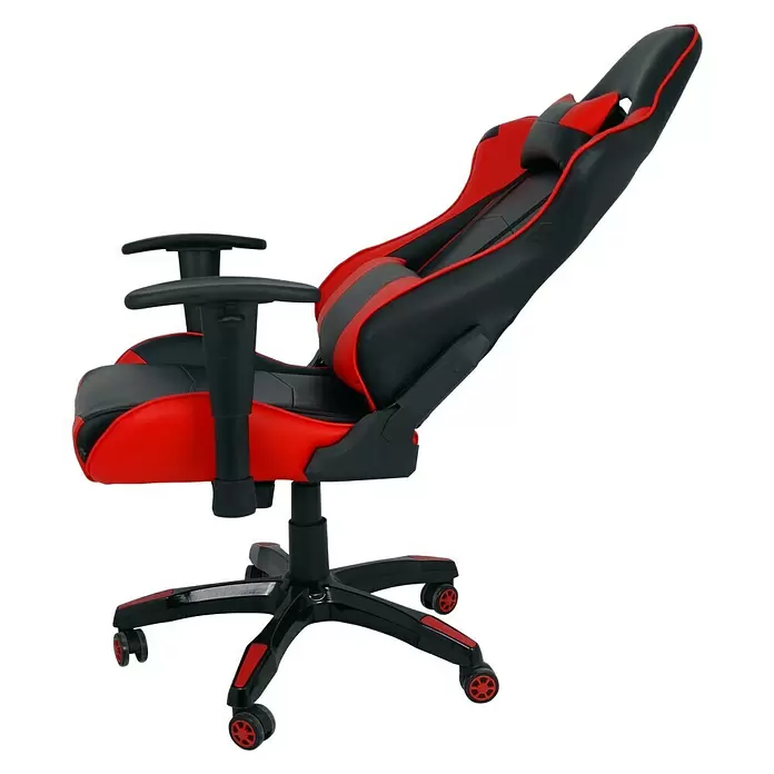 Silla de oficina Regina - Rojo/Negro, Reposabrazos extraíbles - Vista de perfil izquierdo