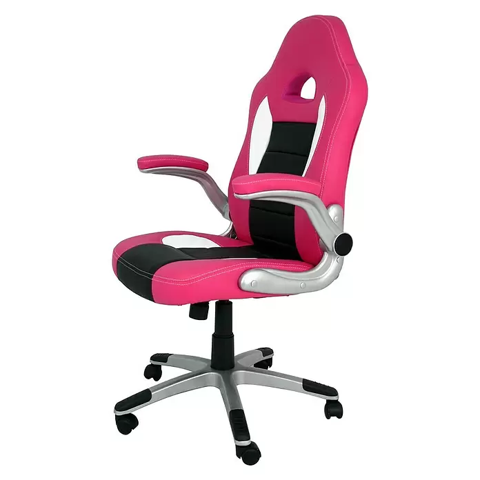 Silla de oficina Victoria - Rosa/Negro, Reposacabezas - Vista angular