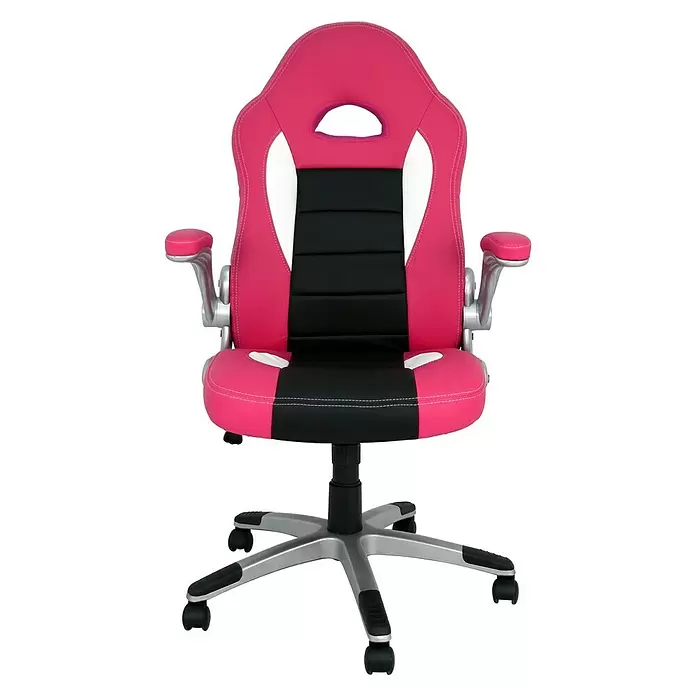 Silla de oficina Victoria - Rosa/Negro, Reposacabezas - Vista frontal