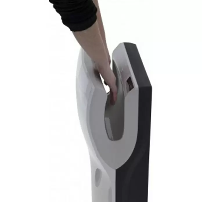 Mediclinics Secador de manos automático Dualflow - 1.500 W, Velocidad del aire: 410 km/h - Producto en uso